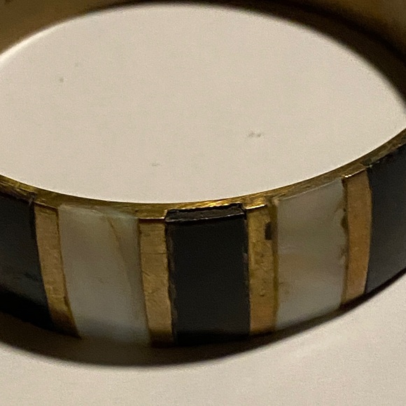 Vintage brass, Onyx and mother of pearl Bracelet - Picture 3 of 5